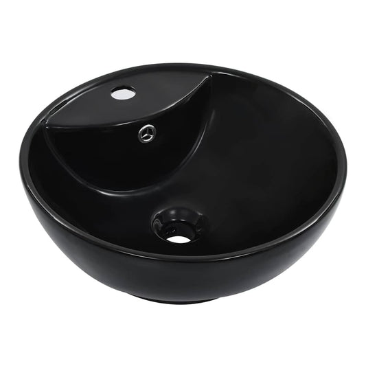 Wash Basin with Overflow 46,5x18 cm Ceramic Black