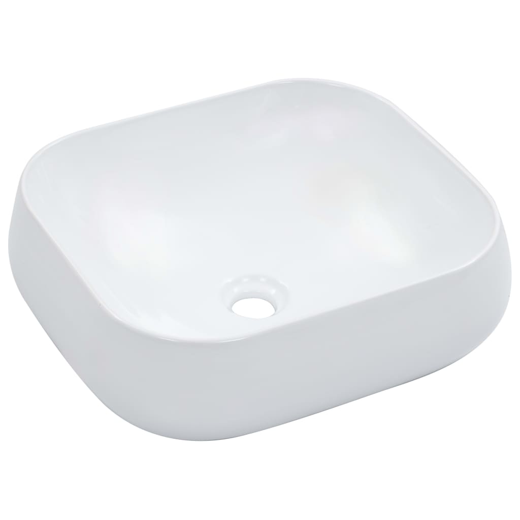 vidaXL Wash Basin 44.5x39.5x14.5 cm Ceramic White 1