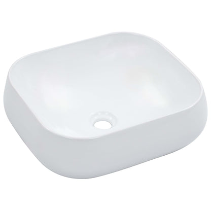 vidaXL Wash Basin 44.5x39.5x14.5 cm Ceramic White 1