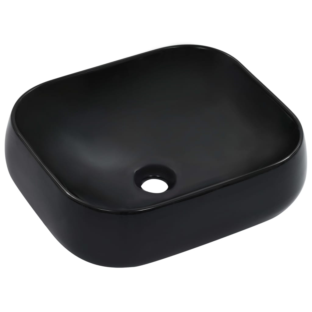 vidaXL Wash Basin 44.5x39.5x14.5 cm Ceramic Black 1