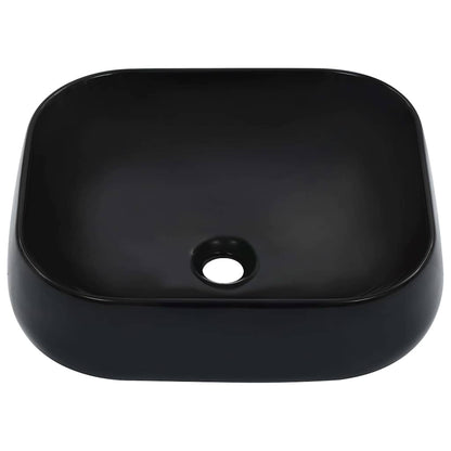 vidaXL Wash Basin 44.5x39.5x14.5 cm Ceramic Black 2