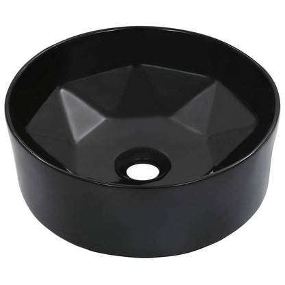 vidaXL Wash Basin 36x14 cm Ceramic Black 1