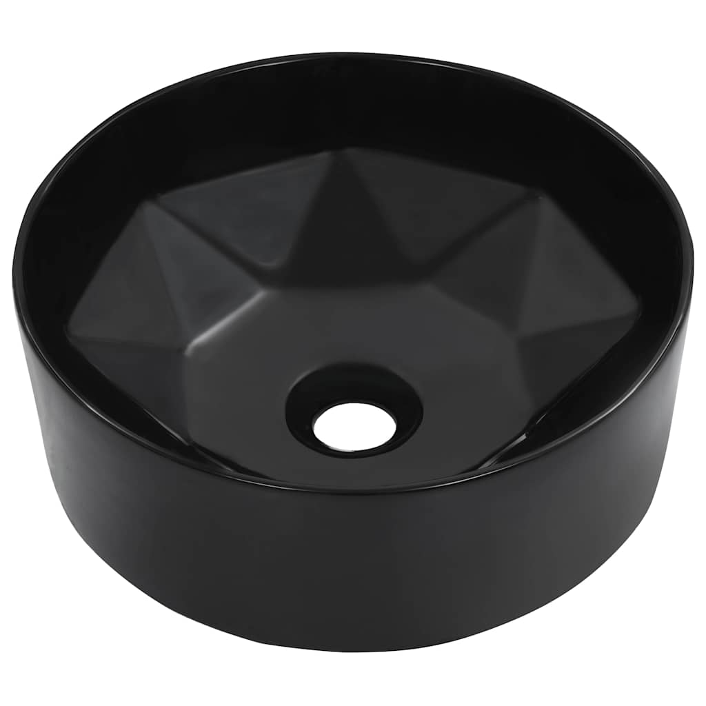 vidaXL Wash Basin 36x14 cm Ceramic Black 2