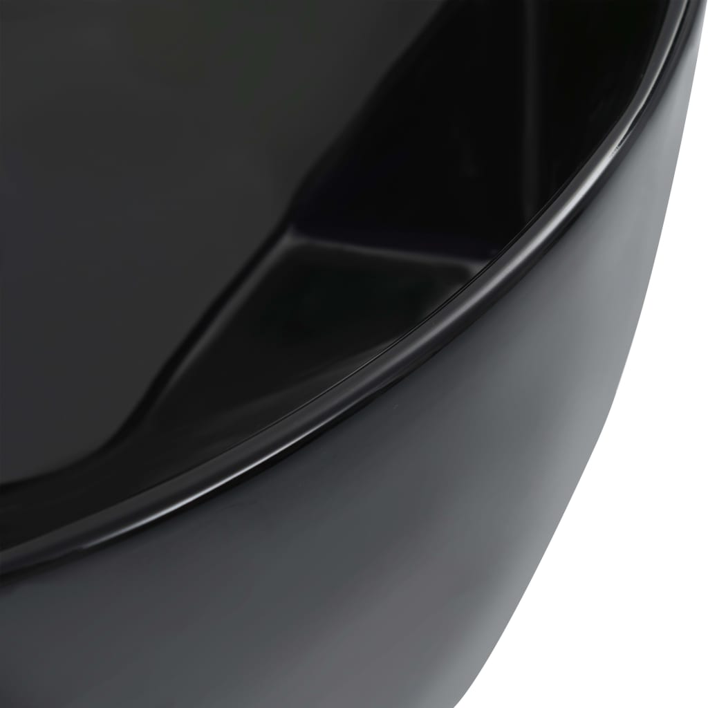 vidaXL Wash Basin 36x14 cm Ceramic Black 5