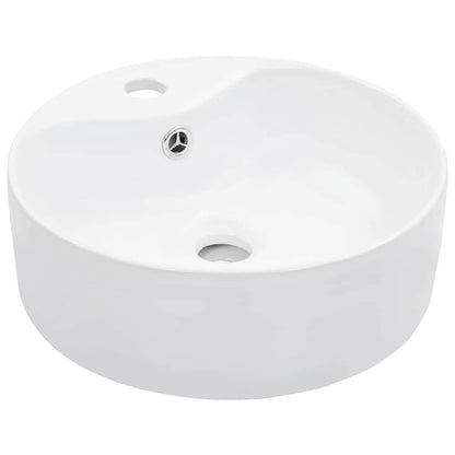 vidaXL Wash Basin with Overflow 36x13 cm Ceramic White 1