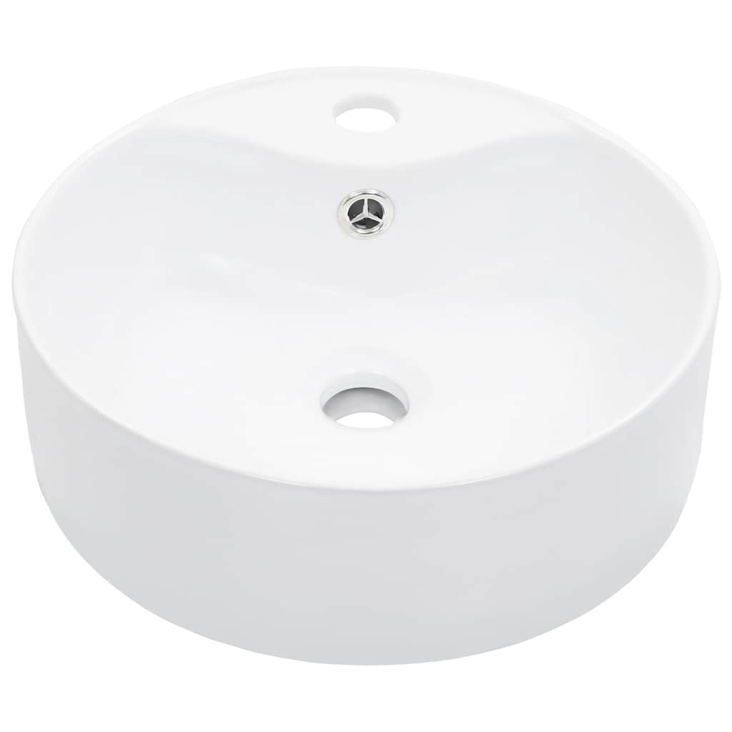 vidaXL Wash Basin with Overflow 36x13 cm Ceramic White 2