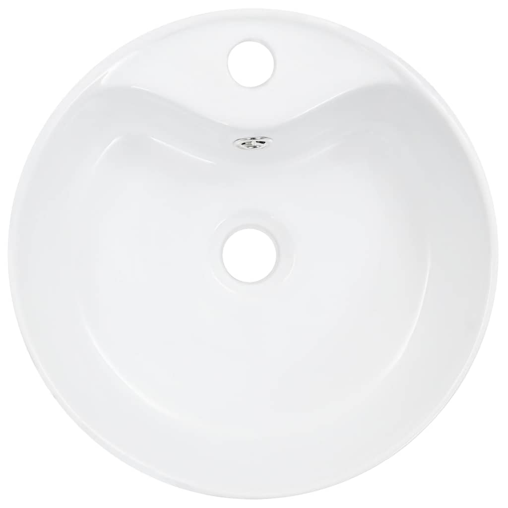vidaXL Wash Basin with Overflow 36x13 cm Ceramic White 4