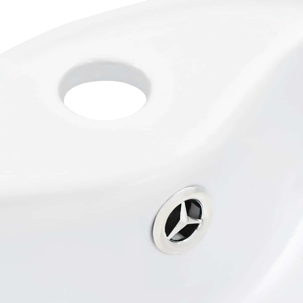 vidaXL Wash Basin with Overflow 36x13 cm Ceramic White 5