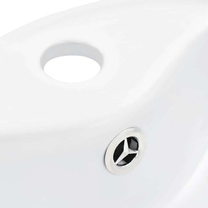 vidaXL Wash Basin with Overflow 36x13 cm Ceramic White 5