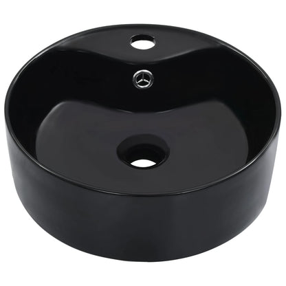 vidaXL Wash Basin with Overflow 36x13 cm Ceramic Black 2