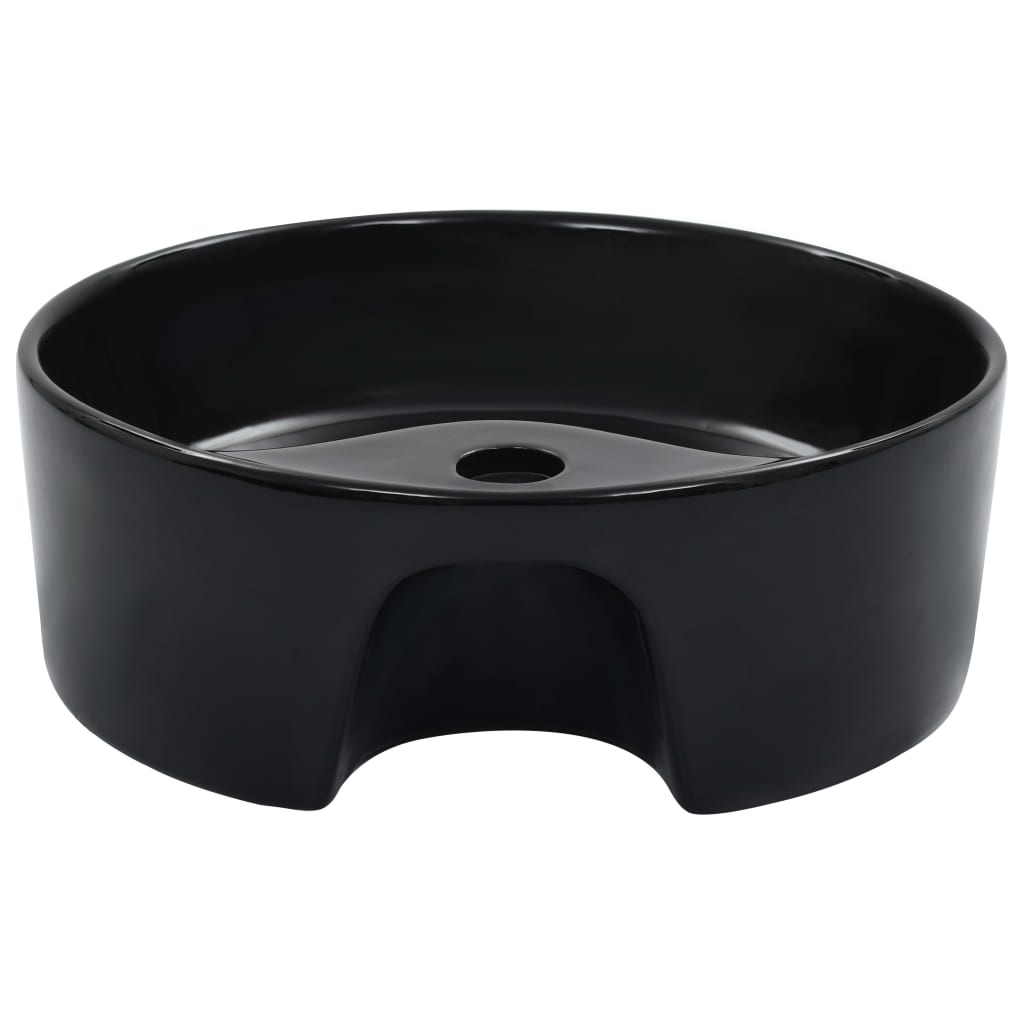 vidaXL Wash Basin with Overflow 36x13 cm Ceramic Black 3
