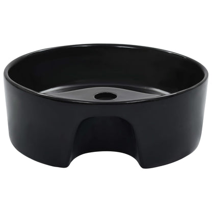 vidaXL Wash Basin with Overflow 36x13 cm Ceramic Black 3