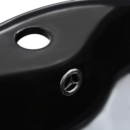 vidaXL Wash Basin with Overflow 36x13 cm Ceramic Black 5