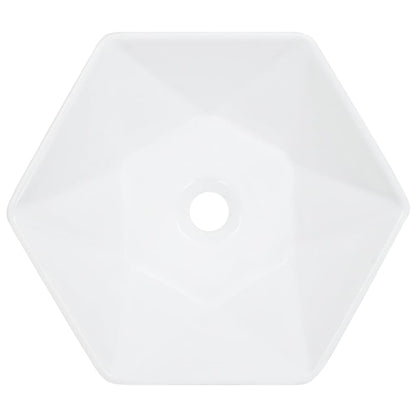 vidaXL Wash Basin 41x36.5x12 cm Ceramic White 3
