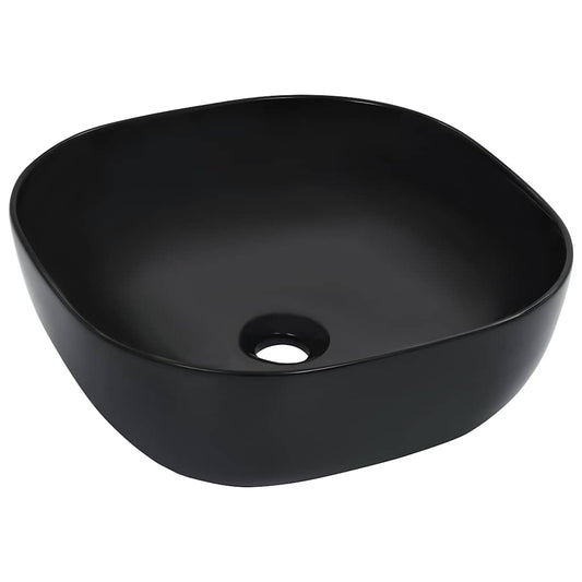 143918 vidaXL Wash Basin 42,5x42,5x14,5 cm Ceramic Black 1
