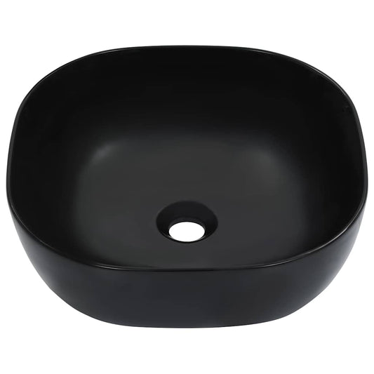 143918 vidaXL Wash Basin 42,5x42,5x14,5 cm Ceramic Black 2