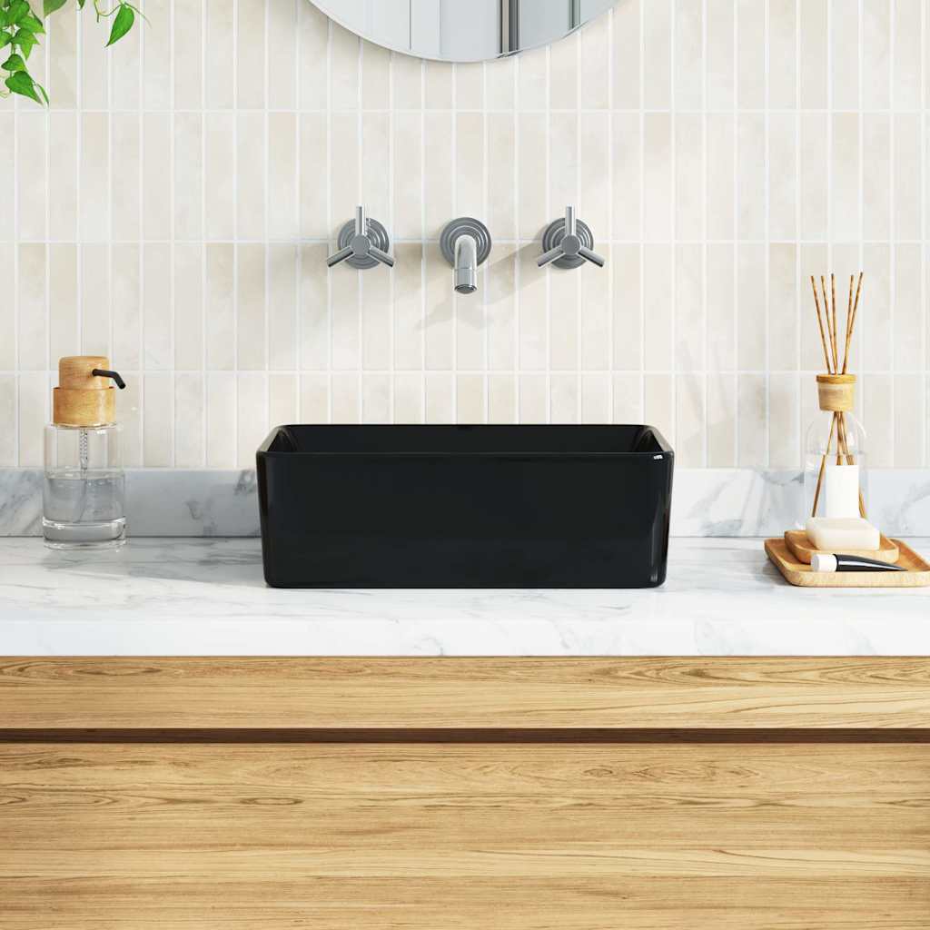 143920 vidaXL Wash Basin 40x30x13 cm Ceramic Black 3