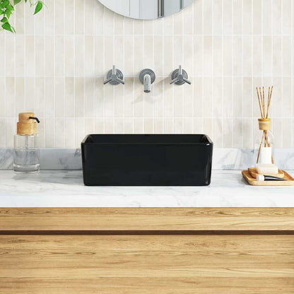 143920 vidaXL Wash Basin 40x30x13 cm Ceramic Black 3
