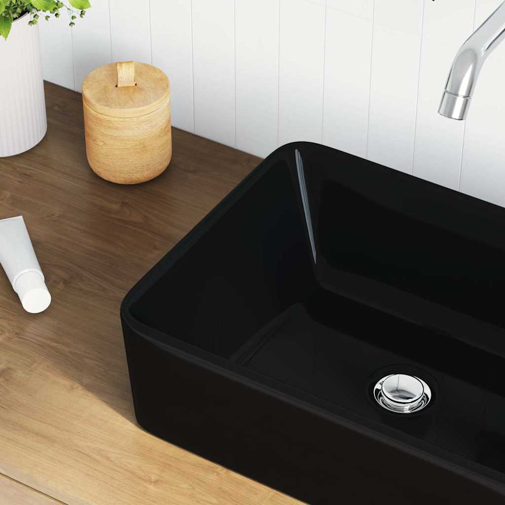 143920 vidaXL Wash Basin 40x30x13 cm Ceramic Black 4