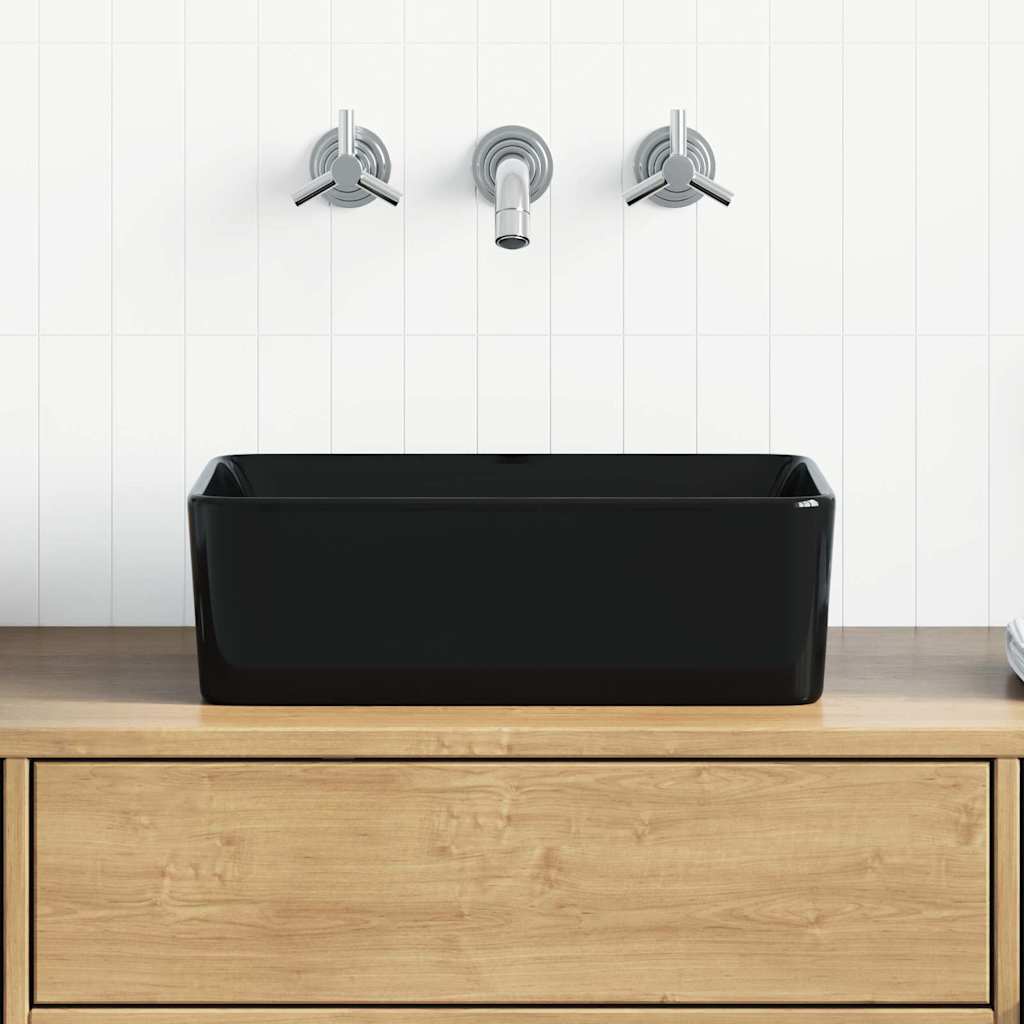 143920 vidaXL Wash Basin 40x30x13 cm Ceramic Black 1