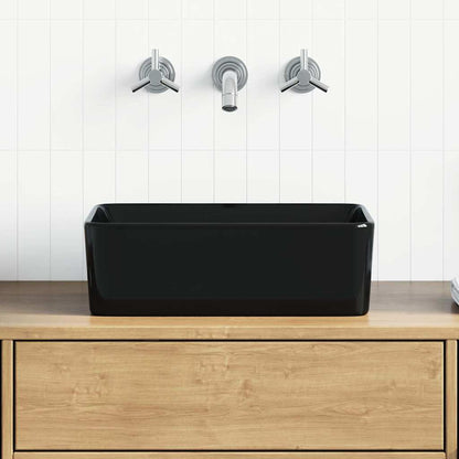 143920 vidaXL Wash Basin 40x30x13 cm Ceramic Black 1