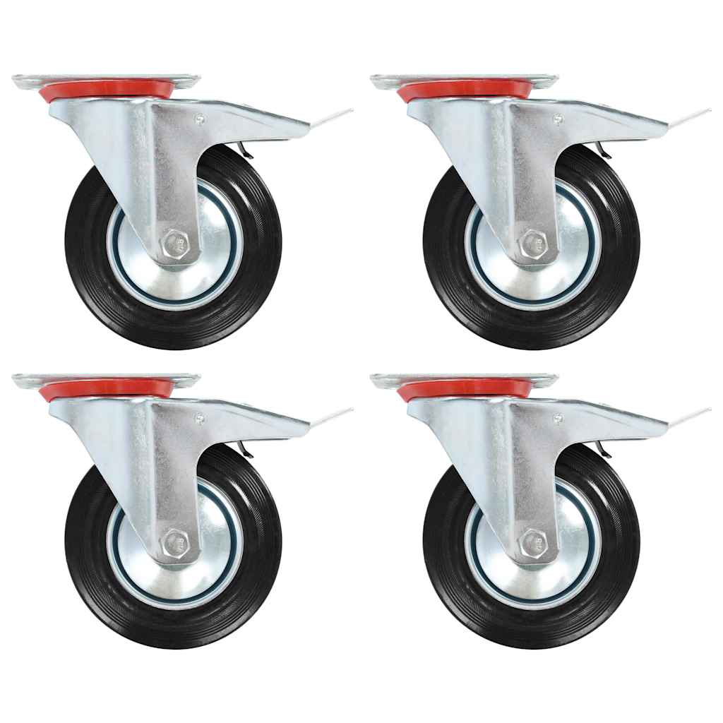 vidaXL Swivel Casters with Double Brakes 4 pcs 160 mm 1