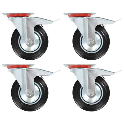 vidaXL Swivel Casters with Double Brakes 4 pcs 160 mm 1