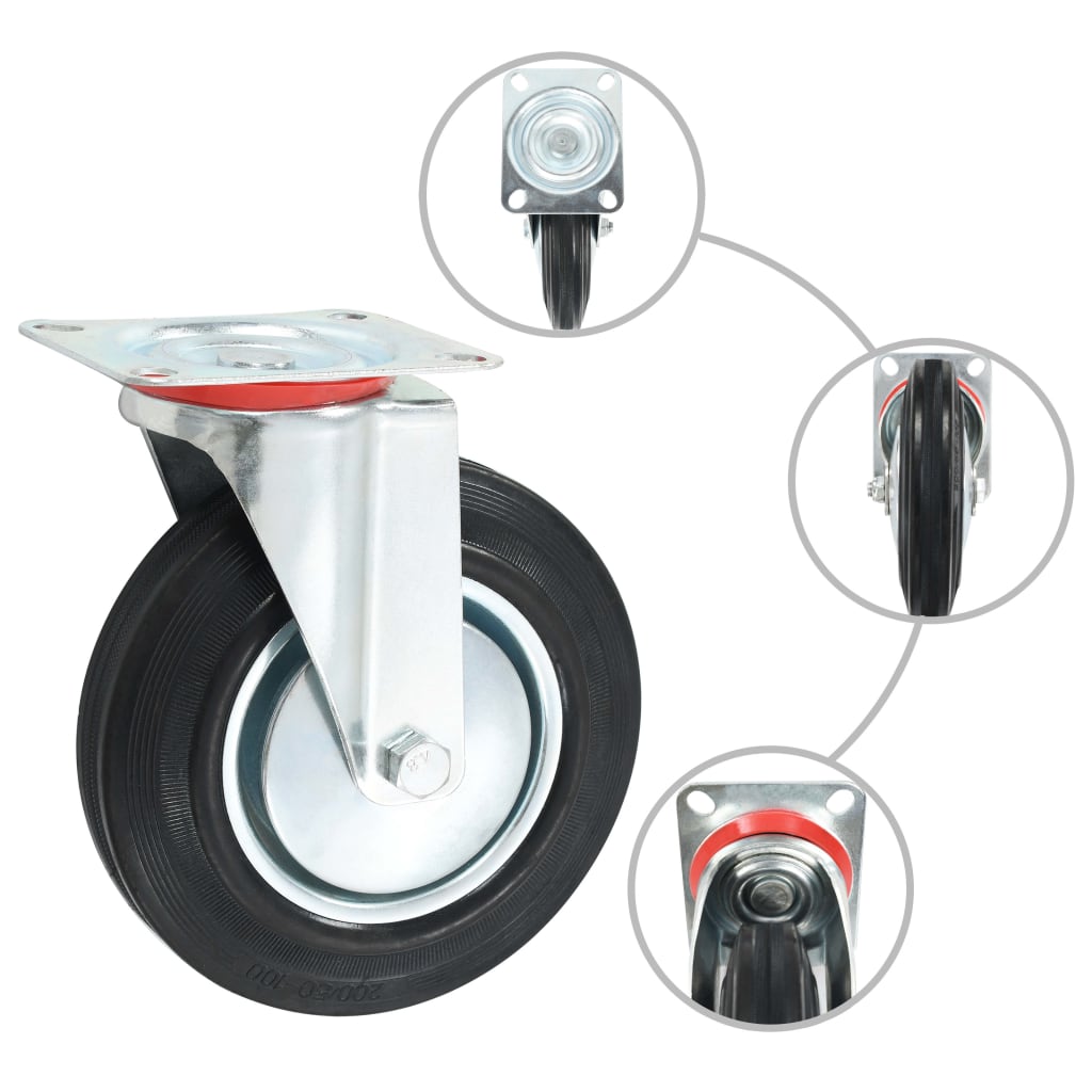vidaXL Swivel Casters 4 pcs 200 mm 2