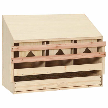 Chicken Laying Nest 3 Compartments Solid Pine Wood 72 cm 54 cm 33 cm