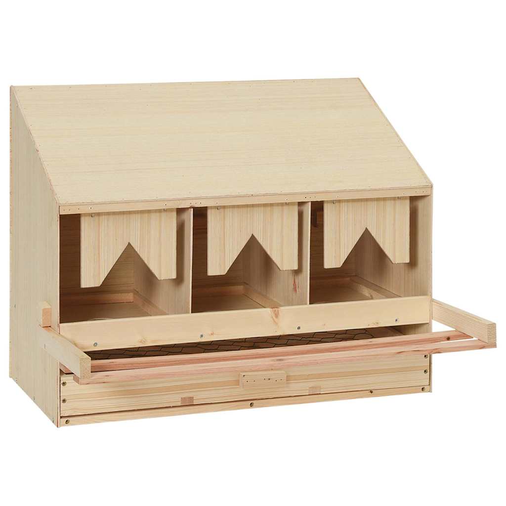 Chicken Laying Nest 3 Compartments Solid Pine Wood 72 cm 54 cm 33 cm