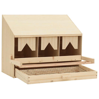 Chicken Laying Nest 3 Compartments Solid Pine Wood 72 cm 54 cm 33 cm