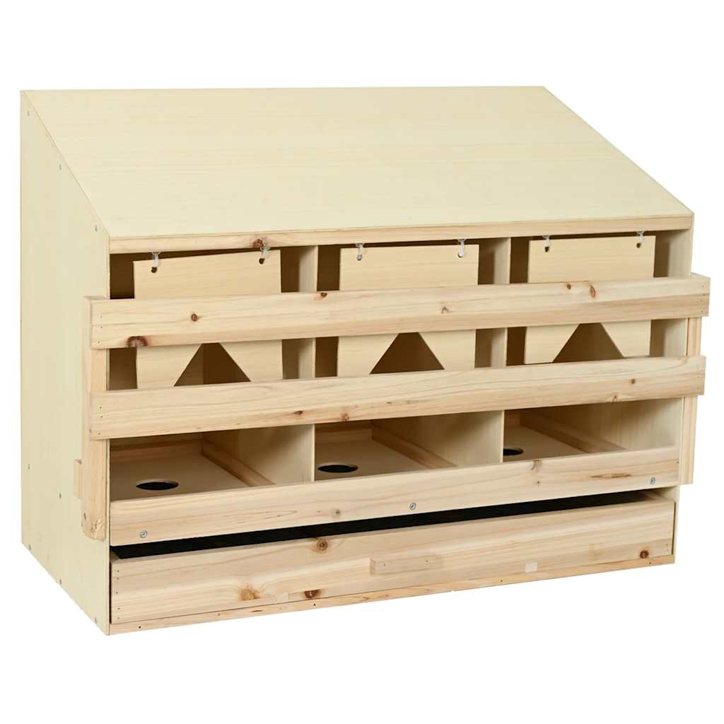 vidaXL Chicken Laying Nest 3 Compartments 93x40x65 cm Solid Pine Wood 1