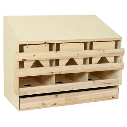 vidaXL Chicken Laying Nest 3 Compartments 93x40x65 cm Solid Pine Wood 1