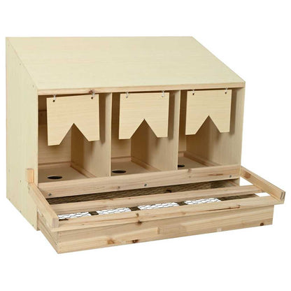 vidaXL Chicken Laying Nest 3 Compartments 93x40x65 cm Solid Pine Wood 3