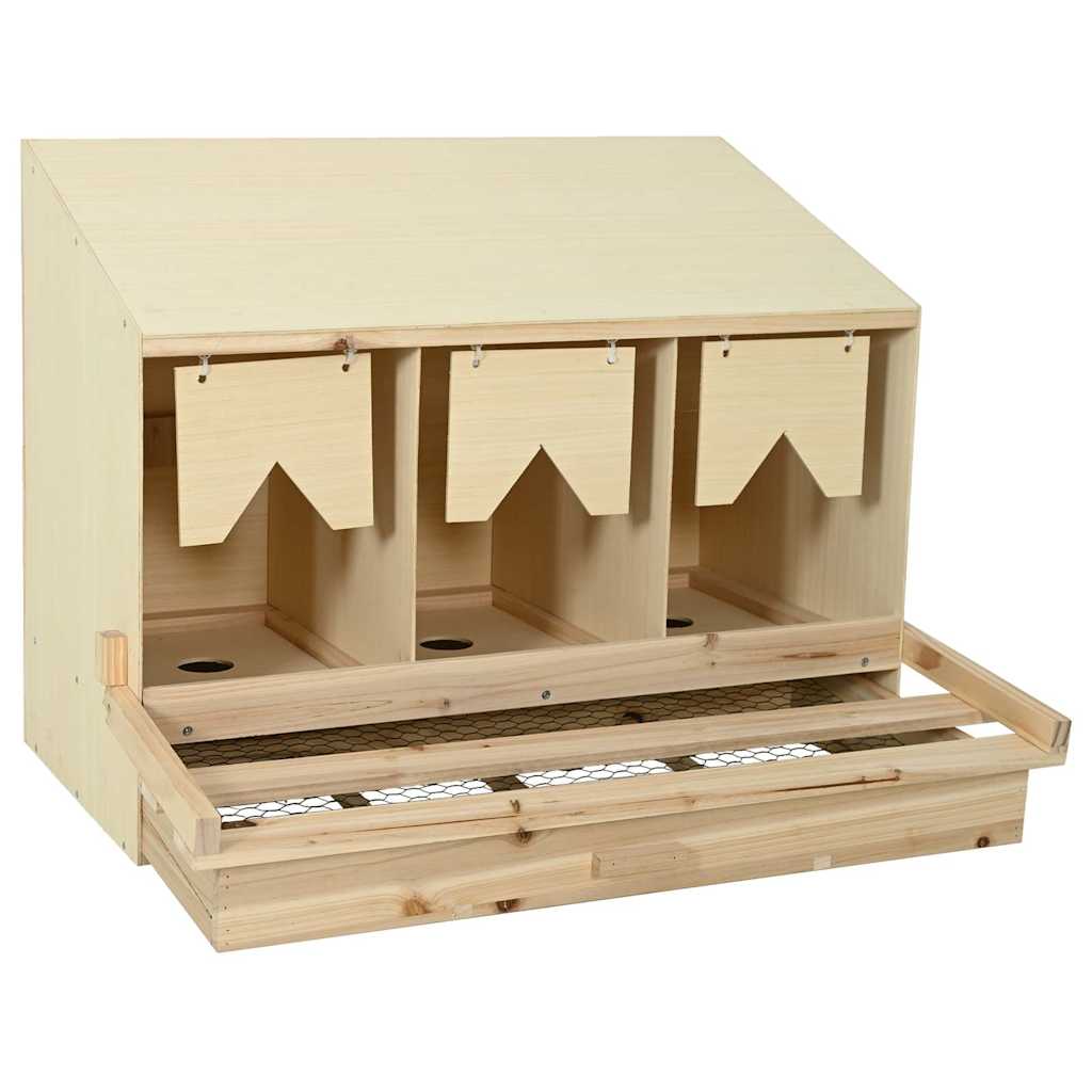 Chicken Laying Nest 3 Compartments Solid Pine Wood 93 cm 65 cm 40 cm