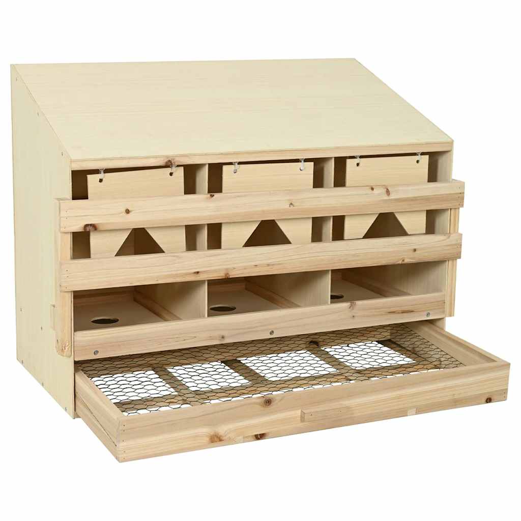 vidaXL Chicken Laying Nest 3 Compartments 93x40x65 cm Solid Pine Wood 4