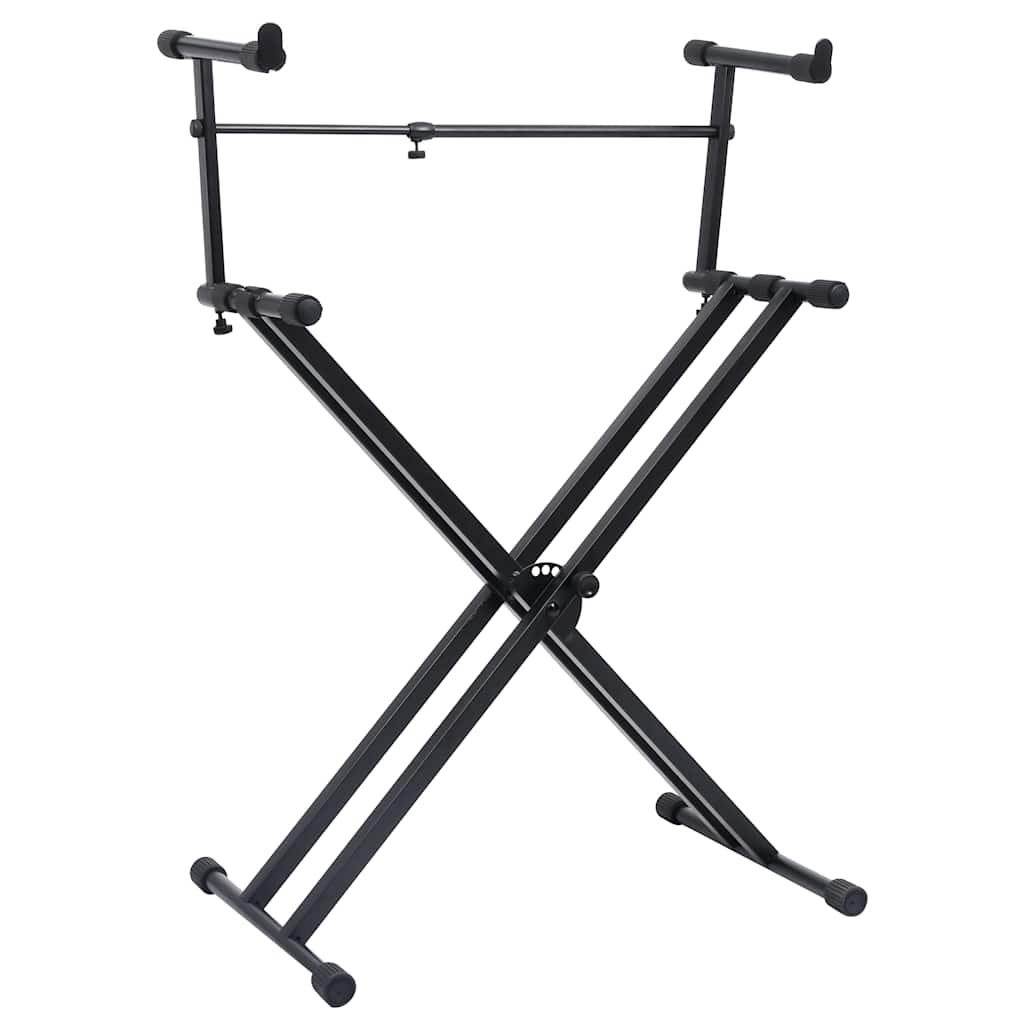 vidaXL Double Braced Keyboard Stand X-Frame Black 1