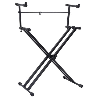 vidaXL Double Braced Keyboard Stand X-Frame Black 1
