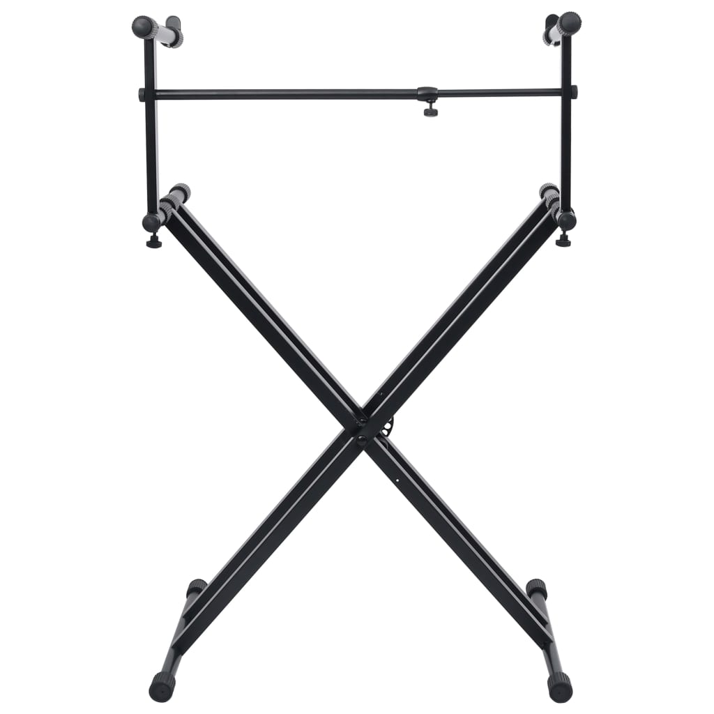 vidaXL Double Braced Keyboard Stand X-Frame Black 2
