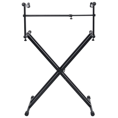 vidaXL Double Braced Keyboard Stand X-Frame Black 2