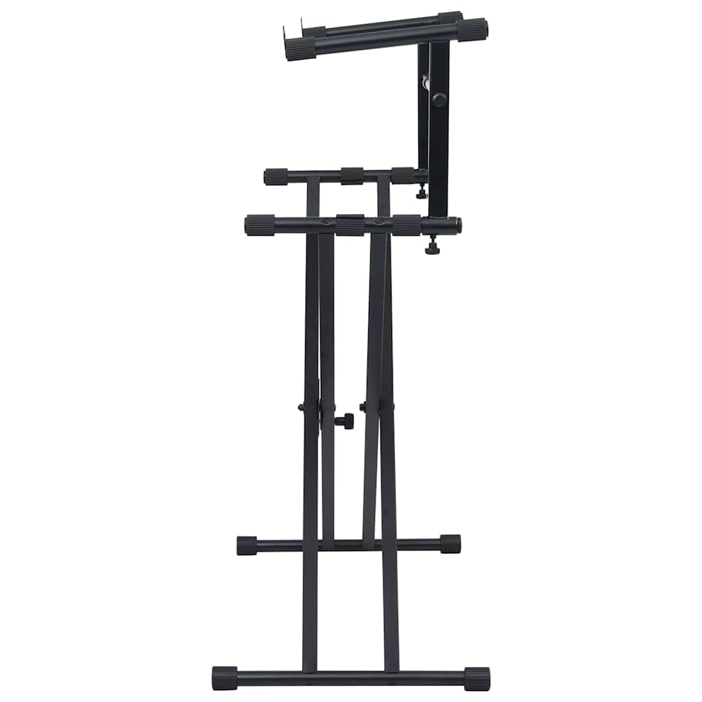 vidaXL Double Braced Keyboard Stand X-Frame Black 4