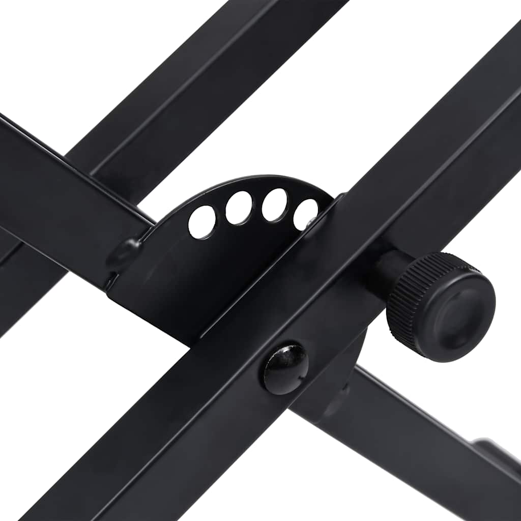 vidaXL Double Braced Keyboard Stand X-Frame Black 5