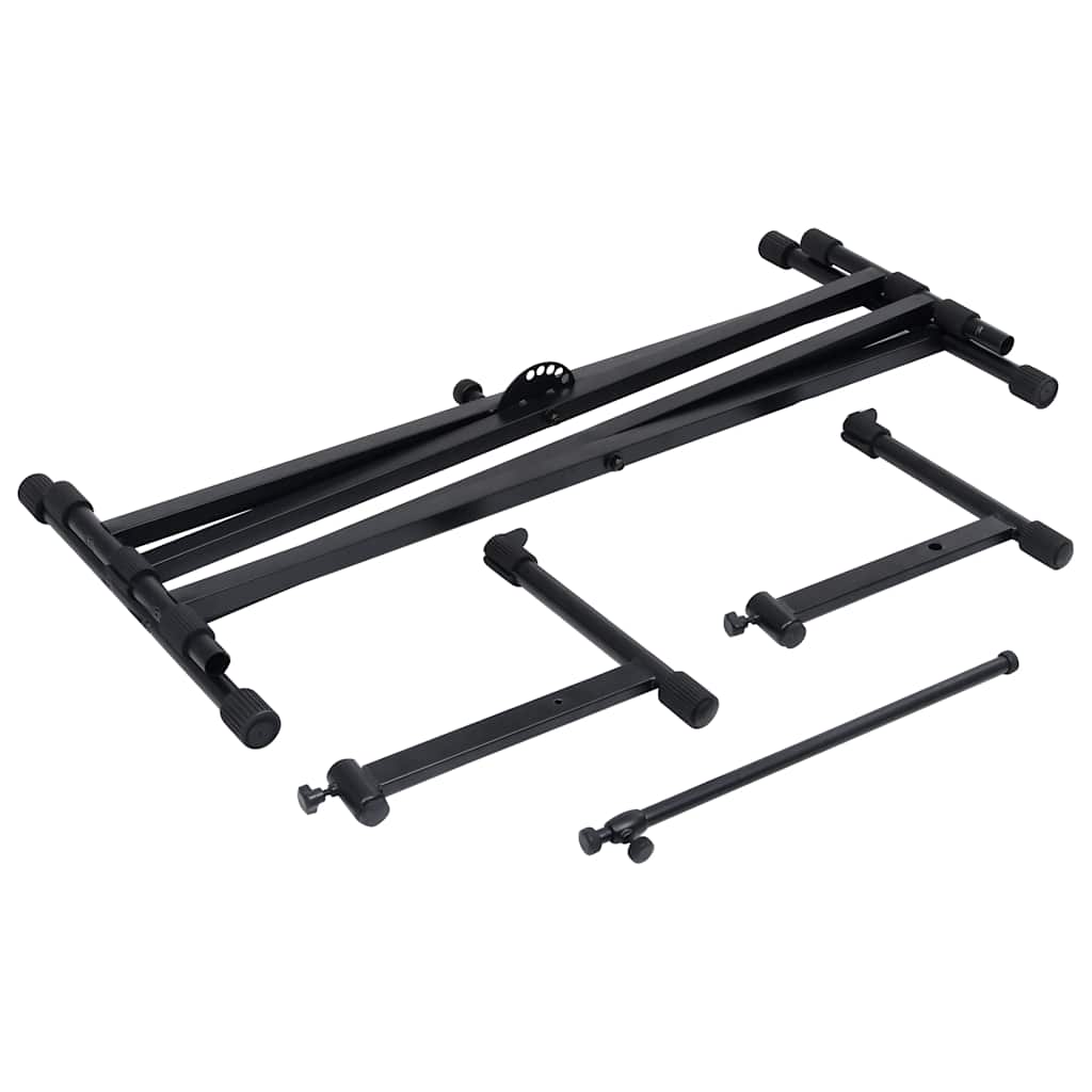 vidaXL Double Braced Keyboard Stand X-Frame Black 6