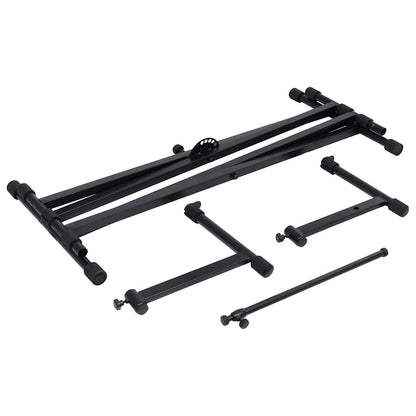vidaXL Double Braced Keyboard Stand X-Frame Black 6