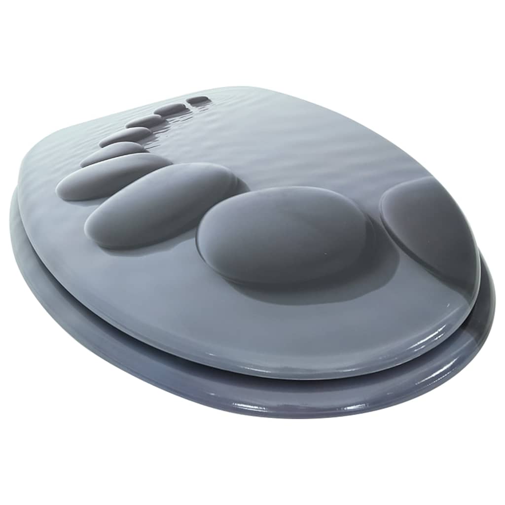vidaXL WC Toilet Seat with Soft Close Lid MDF Stones Design 3