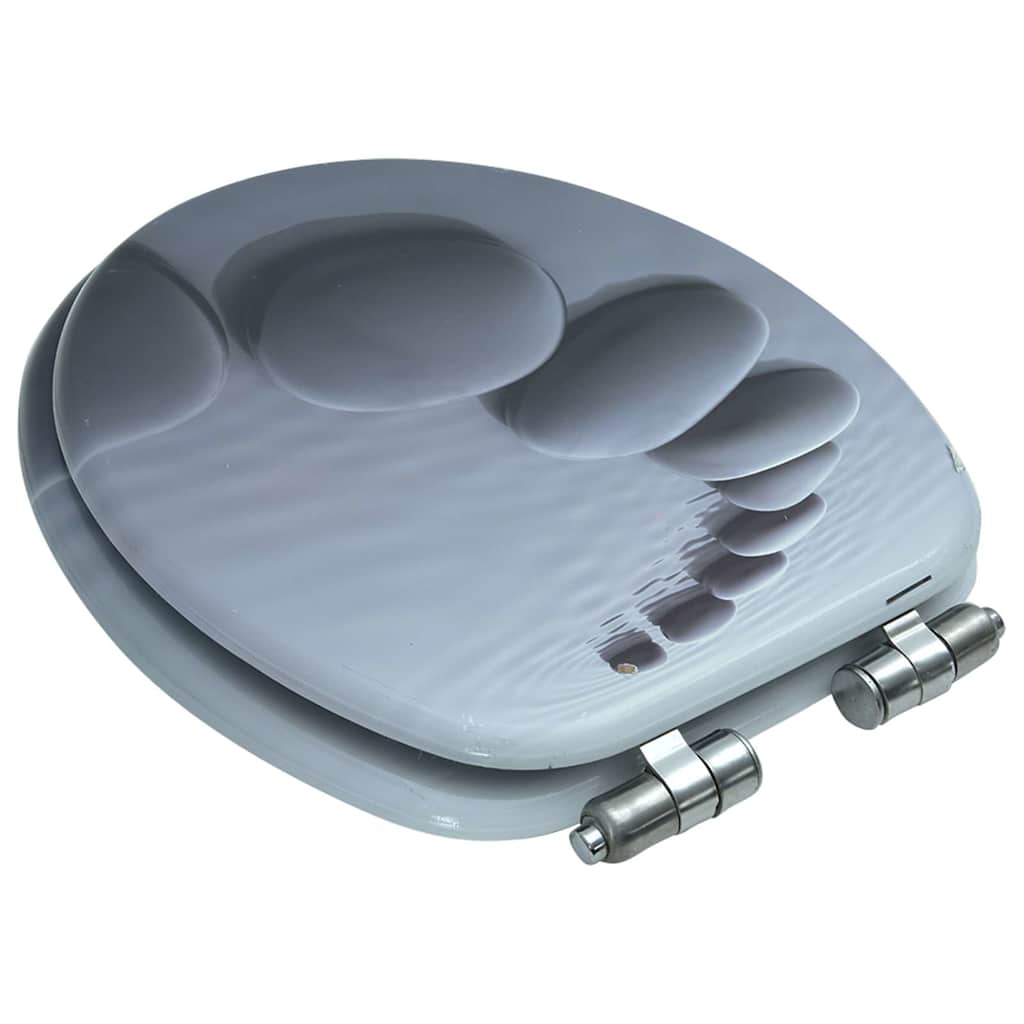 vidaXL WC Toilet Seat with Soft Close Lid MDF Stones Design 4