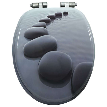 vidaXL WC Toilet Seat with Soft Close Lid MDF Stones Design 5