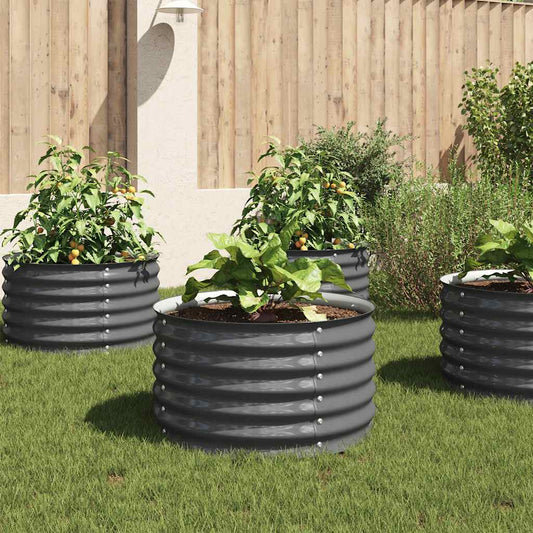 45530 vidaXL Garden Raised Bed 80x80x44 cm Galvanised Steel Grey 1