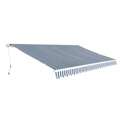 Manual Awning 5 x 3 m 100% Polyester Blue and white 500 cm