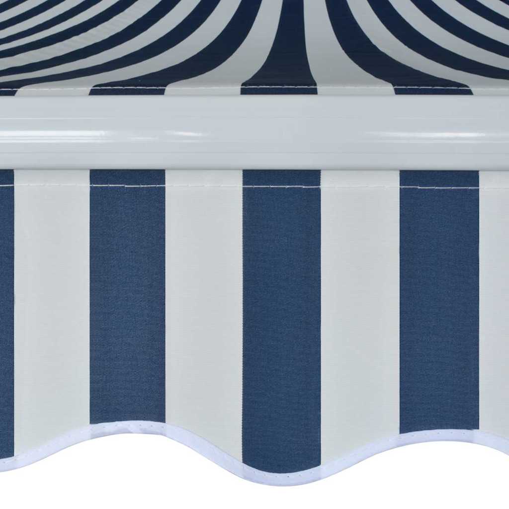 Manual Awning 5 x 3 m 100% Polyester Blue and white 500 cm